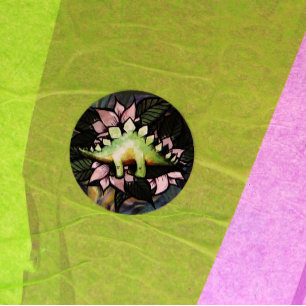 Stegosaur Dinosaur Flower Dinosaurs Ronde Sticker