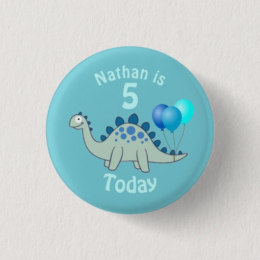 Stegosaurus Birthday Ronde Button 3,2 Cm (Voorkant)