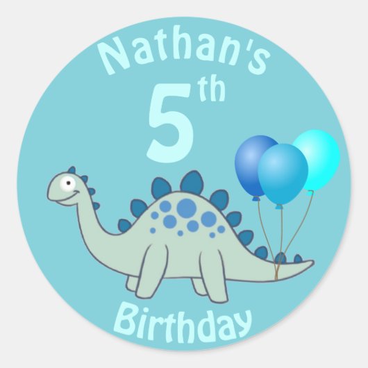 Stegosaurus Birthday Ronde Sticker (Voorkant)