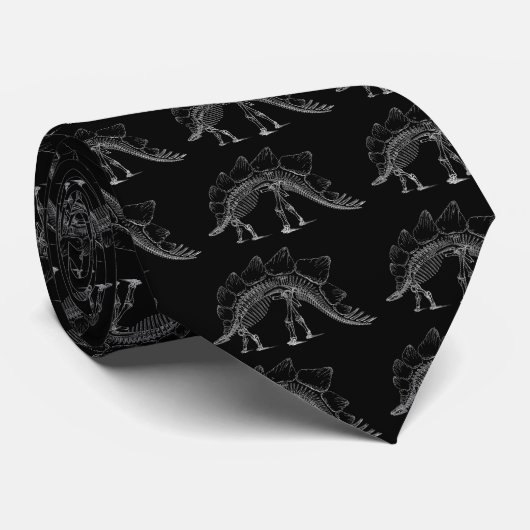 Stegosaurus Dinosaur Antiek Print Stropdas (Opgerold)