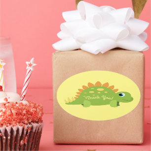 Stegosaurus Dinosaur Birthday Party Bedankt Ovale Sticker