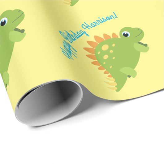 Stegosaurus Dinosaur Birthday Party Cadeaupapier (Rol Hoek)