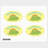Stegosaurus Dinosaur Birthday Party Ovale Sticker (Vel)