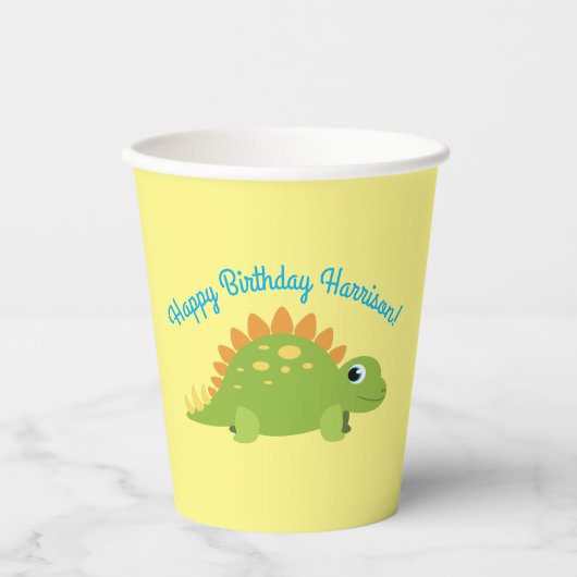 Stegosaurus Dinosaur Birthday Party Papieren Bekers (Voorkant)