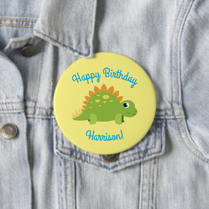 Stegosaurus Dinosaur Birthday Party Ronde Button 4,0 Cm