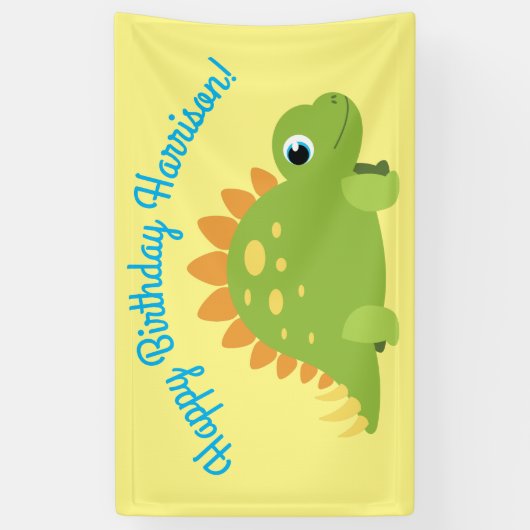 Stegosaurus Dinosaur Birthday Party Spandoek (Verticaal)