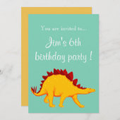 Stegosaurus dinosaur boyfeestje kaart (Voorkant / Achterkant)