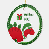 Stegosaurus Dinosaur Gepersonaliseerde Kinder Kers Keramisch Ornament (Links)