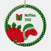 Stegosaurus Dinosaur Gepersonaliseerde Kinder Kers Keramisch Ornament (Achterkant)