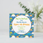 Stegosaurus Dinosaur Invitations de fête d'anniver (Debout devant)