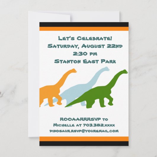 Stegosaurus Dinosaur Invitations de fête d'anniver (Dos)