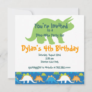 Stegosaurus Dinosaur Invitations de fête d'anniver
