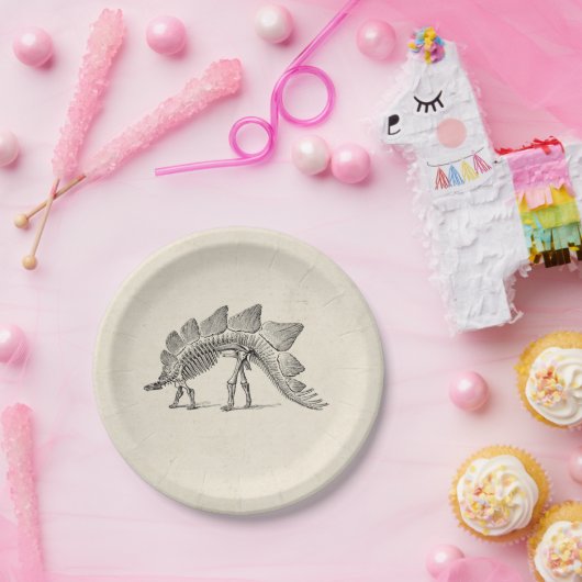 Stegosaurus Dinosaur Skeleton Fossil Papieren Bordje (Feest)