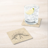 Stegosaurus Dinosaur Skeleton  Script Paper Vierkante Kartonnen Onderzetter (Insitu)