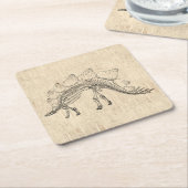 Stegosaurus Dinosaur Skeleton  Script Paper Vierkante Kartonnen Onderzetter (Schuin)