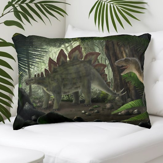 Stegosaurus en Deinonychus Dinosaurs Accent Kussen