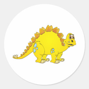 Stegosaurus Gele Cartoon Ronde Sticker