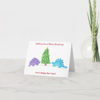 Stegosaurus Kerstmis en nieuwjaars kaartje voor de Feestdagen Kaart