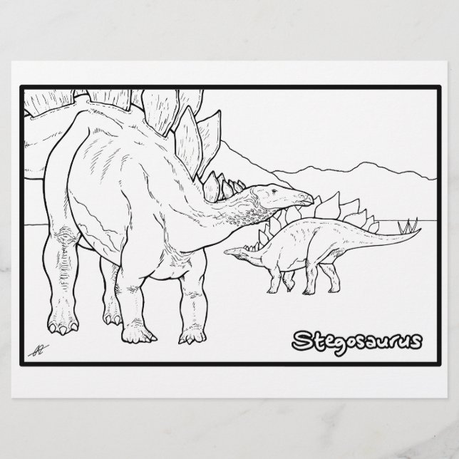 Stegosaurus - Kleurplaat. (Voorkant)