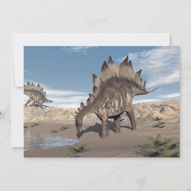 Stegosaurus nabij water - 3D rendering (Voorkant)