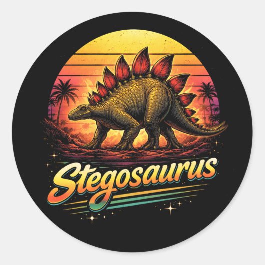 Stegosaurus Ronde Sticker (Voorkant)