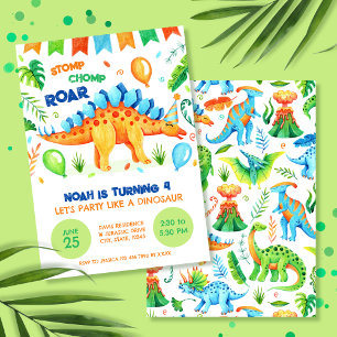 Stegosaurus Stomp Chomp en Roar Dinosaurus Verjaar Kaart