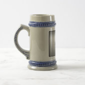Stein met blauwe sierstrip bierpul (Links)