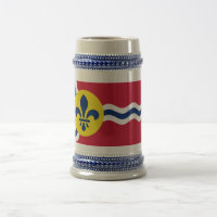 Stein Mok met de vlag van St. Louis, Missouri