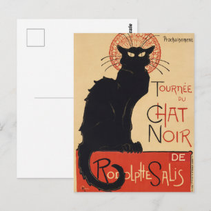 Steinlen Art Nouveau Stijl Zwarte Kat Vintage Prin Briefkaart