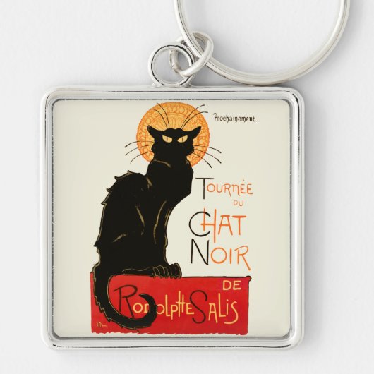 Steinlen Black Cat Classic Artwork Sleutelhanger (Voorkant)