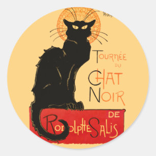 Steinlen Zwarte Kat Klassieke Franse Chat Noir Pos Ronde Sticker