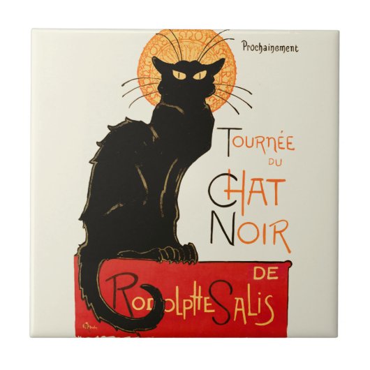 Steinlen Zwarte Kat Klassieke Franse Chat Noir Pos Tegeltje (Voorkant)