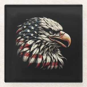 Stekelarend Hoofd Amerikaanse Vlag USA Patriottisc Glazen Onderzetter