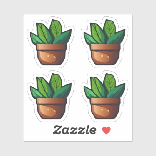 Stekelig groen Plant in Terra Cotta Pot Sticker (Vel)