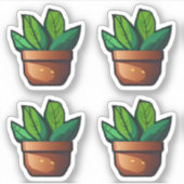 Stekelig groen Plant in Terra Cotta Pot Sticker (Voorkant)