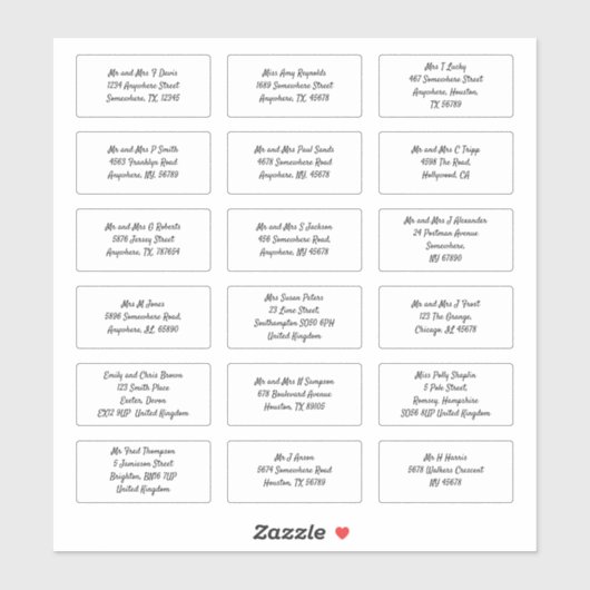 Stel 18 individuele ontvangersnaam Adres Verzendin Sticker (Vel)