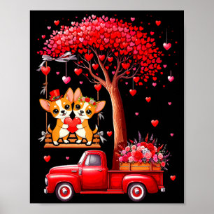Stel Chihuahuas Valentijnsharten Boom Pick-up Ware Poster