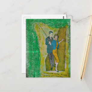 Stel dat vist uit collage uit het tijdperk van de briefkaart
