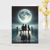 Stel en Hond Onder een Volle Maan Kaart (Gele Bloem)