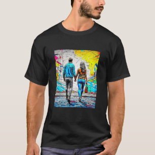Stel Houden Elkaars Handen Stedelijke Straatkunst T-shirt