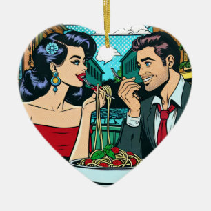 Stel in liefde Pop Art Keramisch Ornament
