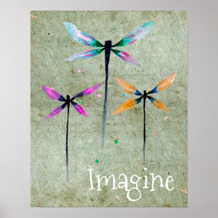 Stel je voor: Dragonfly slogan illustratie Poster