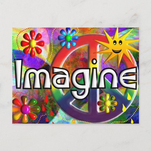 "Stel je voor" Psychadelic 70's Gifts Briefkaart (Voorkant)