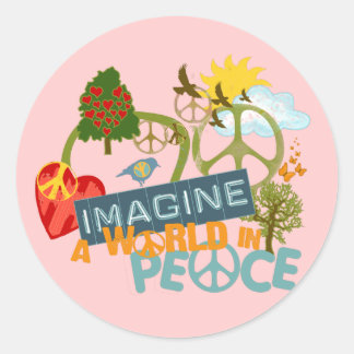 Stel je wereldvrede voor ronde sticker