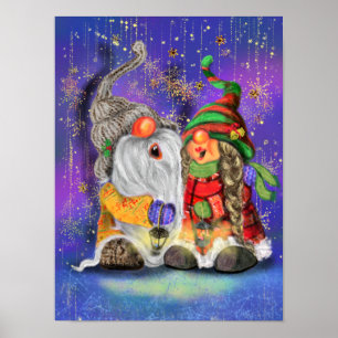 Stel Knuffelde Kabouters Die Gelukkig Kerstlied Zi Poster
