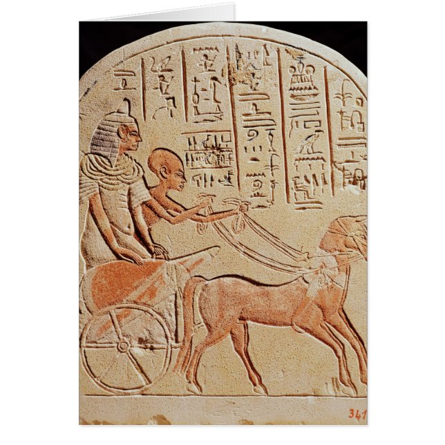 Stela die een schrijver afschildert die een chario (Voorkant)