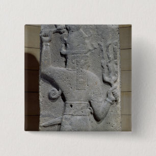Stela of Teshub, god van het Syrische storm Vierkante Button 5,1 Cm