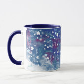 Stella aangepaste naam vol harten en sterren blauw mok (Links)