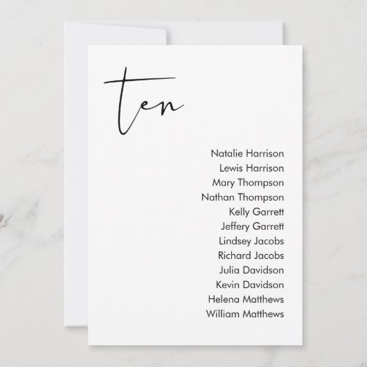 STELLA Bruiloft Zitplaatsen Kaart - TABEL 10 (Achterkant)