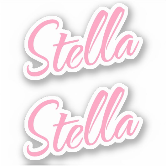 Stella Decoratieve naam in Roze x2 Sticker (Voorkant)